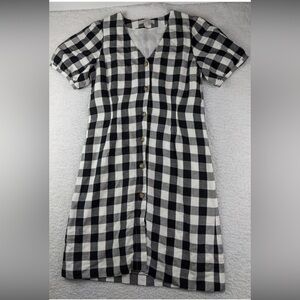 Loft Black and White Checkered Dress Loft cotton 4